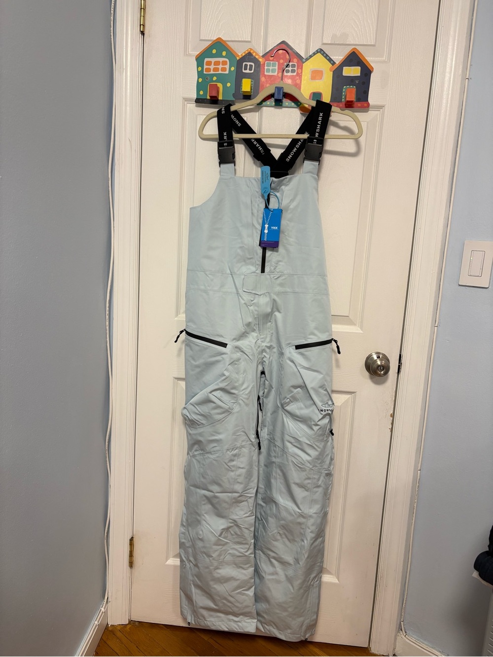 Light Blue Snow Bib Jumpsuit with Adjustable Straps